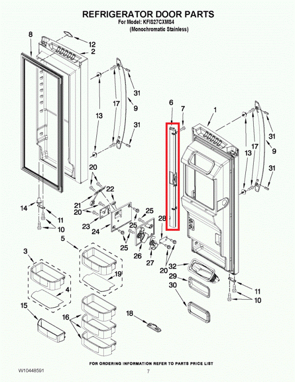 Whirlpool WP12722815AP Refrigerator Vertical Mullion (Flipper)