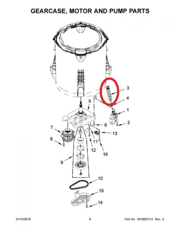 Whirlpool W10899966 Washer inner drain hose