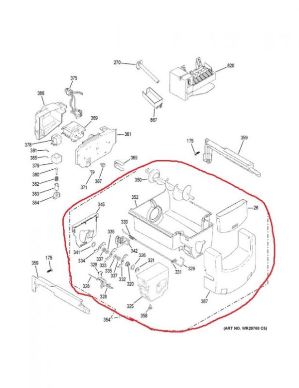 WR17X12138 GE Ice Bucket & Auger Asm